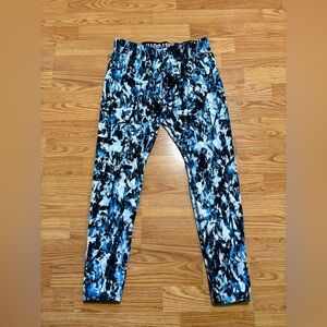 Nike Women's Leg-A-See - Mishmash AOP Light Blue Lacquer/Black Pants size L